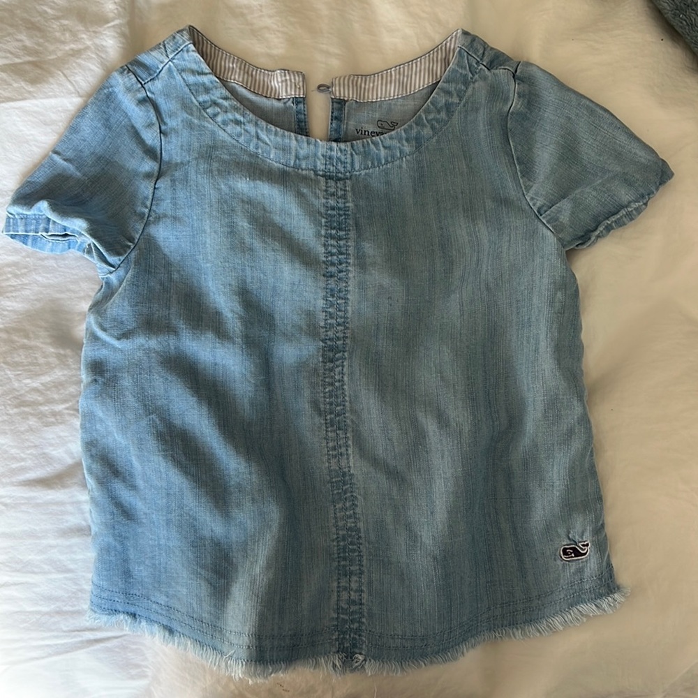 Girls chambray short sleeve shirt